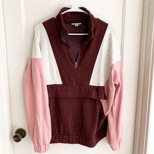 American eagle color block half zip sweater